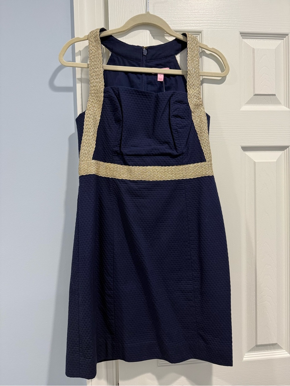 Lilly Pulitzer Navy Mini Dress with Braided Gold Trim